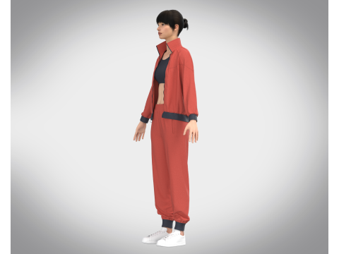 Girls Sports Outfit - Jacket with Jogger 3D Модель