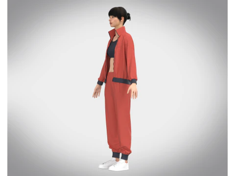 Girls Sports Outfit - Jacket with Jogger 3D Model