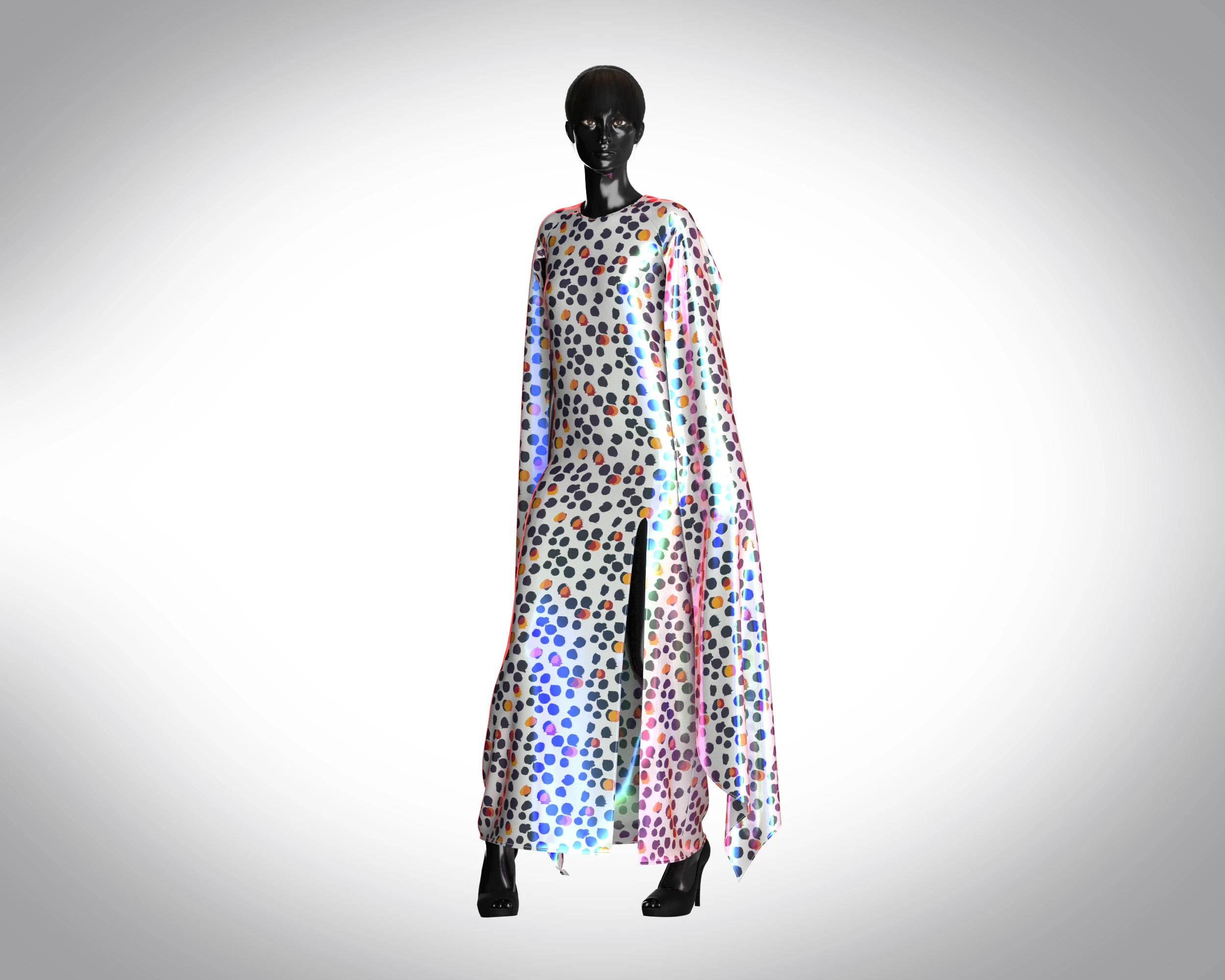 Girls - Iridescence Long Dress 3D Model .c4d .max .obj .3ds .fbx .stl .blend 