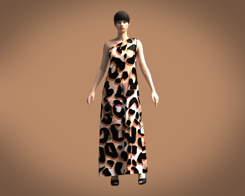Girls - Animal Printed Long Dress 3D Model .c4d .max .obj .3ds .fbx .stl .blend 