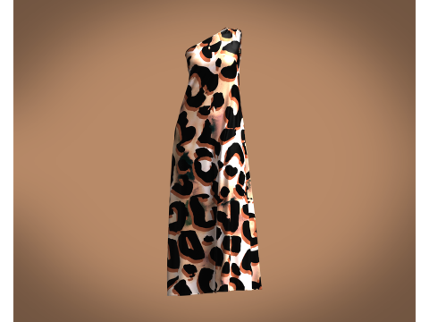 Girls - Animal Printed Long Dress 3D Model