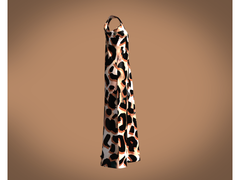 Girls - Animal Printed Long Dress 3D Model