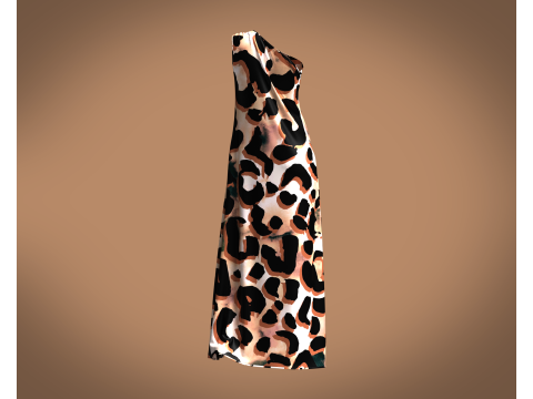 Girls - Animal Printed Long Dress 3D Model