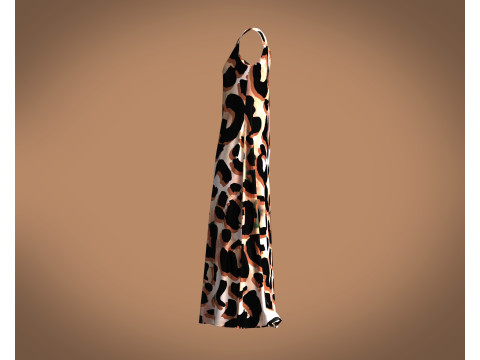 Girls - Animal Printed Long Dress 3D Model