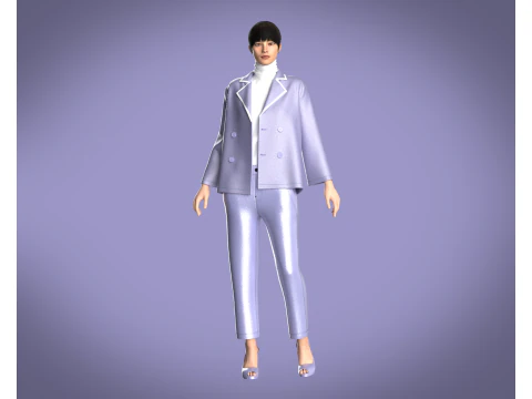 Girls - Jacket With Pant Outfit 3D Model