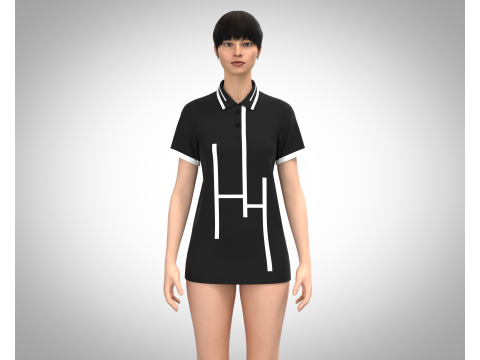 Ladies Black Polo Tops Modelo 3D