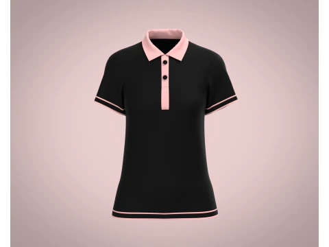 Женская черная рубашка-поло 3D Модель