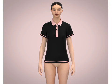 Ladies Black Polo 3D Model