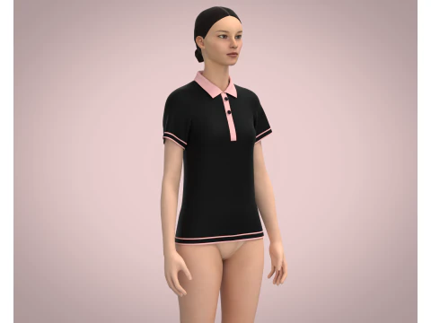 Ladies Black Polo 3D Model