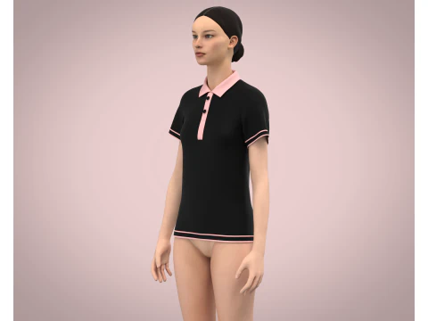 Ladies Black Polo 3D Model