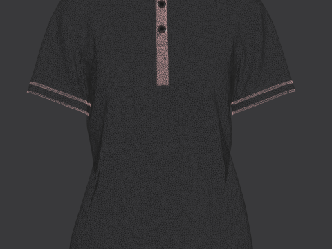 レディース ブラック ポロ 3Dモデル