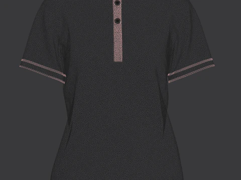 Ladies Black Polo 3D Model