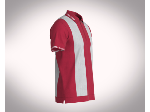 HALF-ZIP STRIPED POLO T-SHIRT Modelo 3D