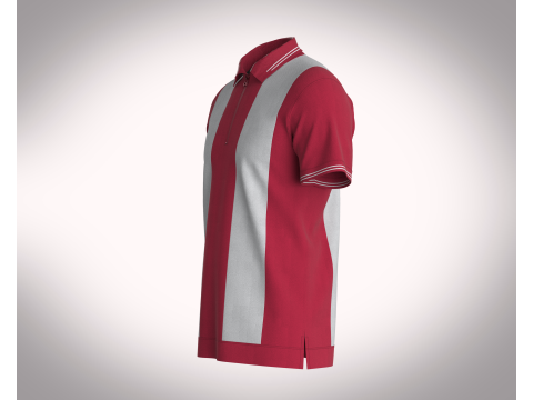 HALF-ZIP STRIPED POLO T-SHIRT Modelo 3D