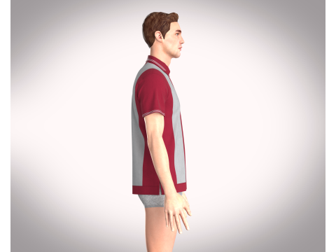 HALF-ZIP STRIPED POLO T-SHIRT Modelo 3D