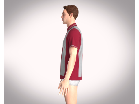HALF-ZIP STRIPED POLO T-SHIRT Modelo 3D
