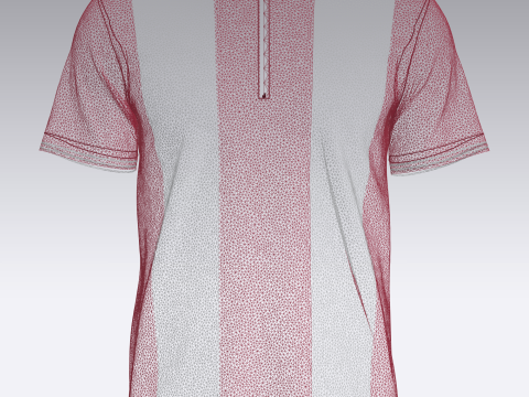HALF-ZIP STRIPED POLO T-SHIRT Modelo 3D