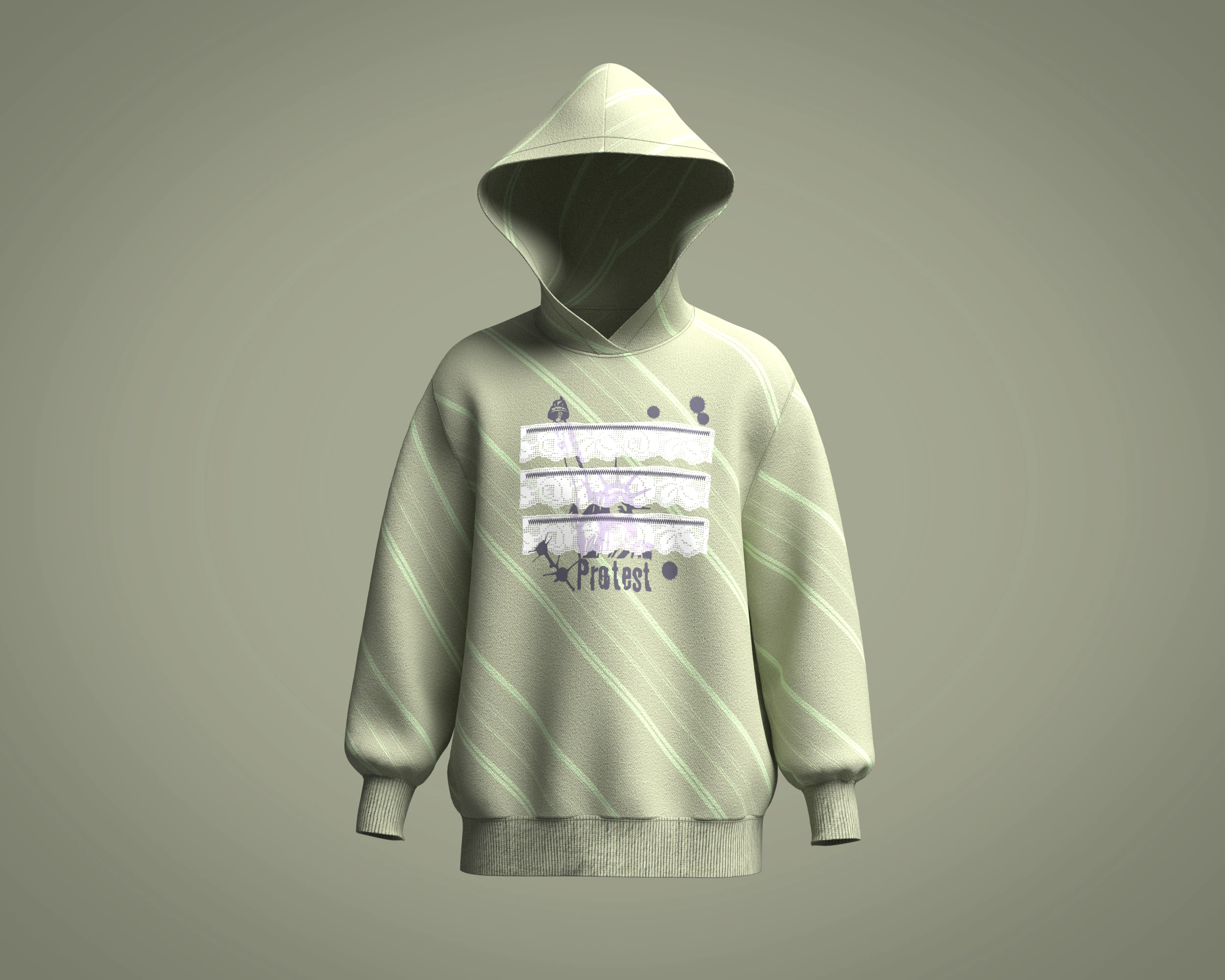 Hoodie - Protest 3D Model .c4d .max .obj .3ds .fbx .stl .blend 