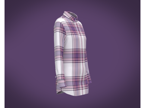 Ladies Full Sleeve Striped Print Shirt 3D 模型