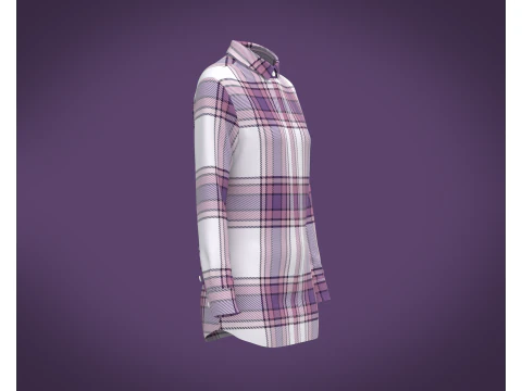 Ladies Full Sleeve Striped Print Shirt 3D Model