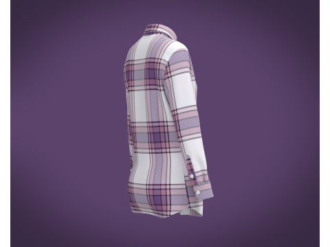 Ladies Full Sleeve Striped Print Shirt 3D 模型