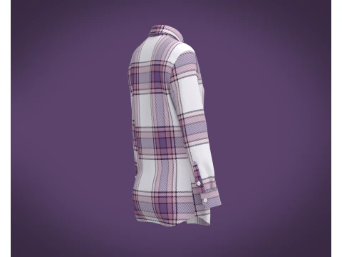 Ladies Full Sleeve Striped Print Shirt 3D Model