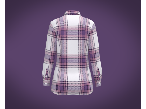 Ladies Full Sleeve Striped Print Shirt 3D 模型