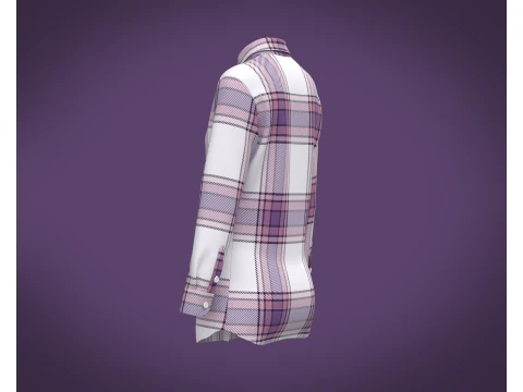 Ladies Full Sleeve Striped Print Shirt 3D Model
