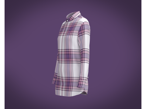 Ladies Full Sleeve Striped Print Shirt 3D 模型