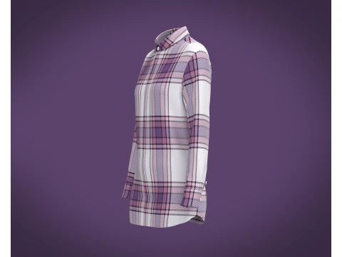 Ladies Full Sleeve Striped Print Shirt 3D Model