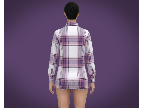 Ladies Full Sleeve Striped Print Shirt 3D 模型