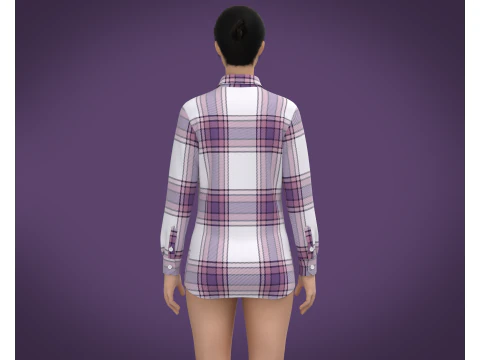 Ladies Full Sleeve Striped Print Shirt 3D Model