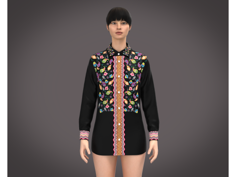 Ladies Black Shirt 3D Model