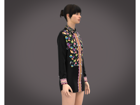 Ladies Black Shirt 3D Model
