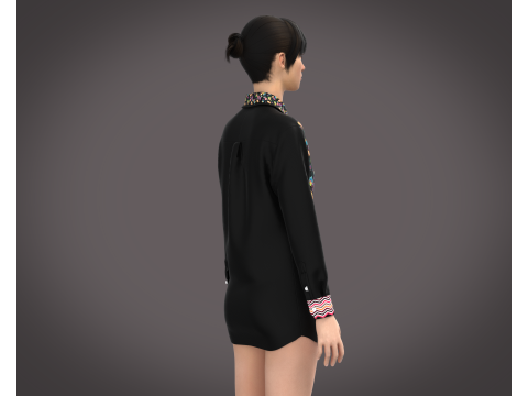 Ladies Black Shirt 3D Model