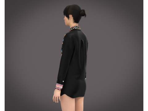 Ladies Black Shirt 3D Model