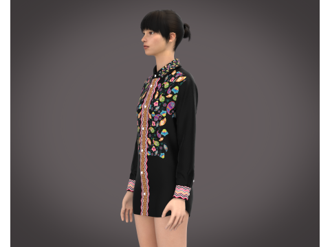 Ladies Black Shirt 3D Model