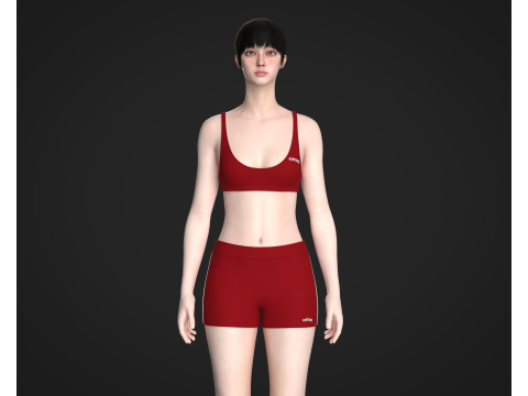Ladies Bralette With Shorts 3Dモデル