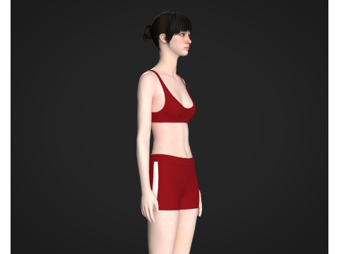 Ladies Bralette With Shorts 3D 모델