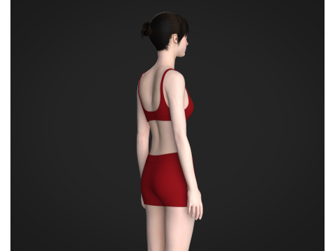 Ladies Bralette With Shorts 3D 모델
