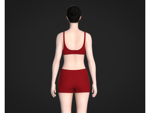Ladies Bralette With Shorts 3D 모델