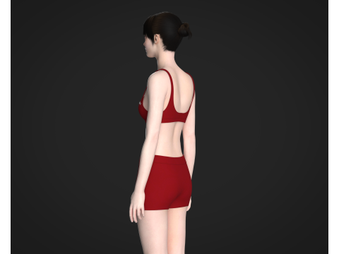 Ladies Bralette With Shorts 3D 모델