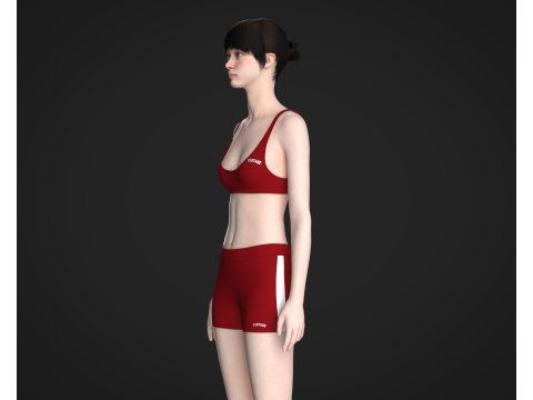 Ladies Bralette With Shorts 3D 모델
