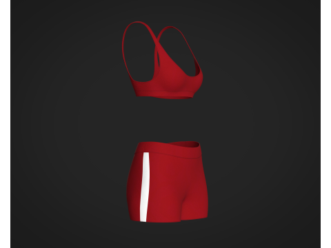 Ladies Bralette With Shorts 3D 모델