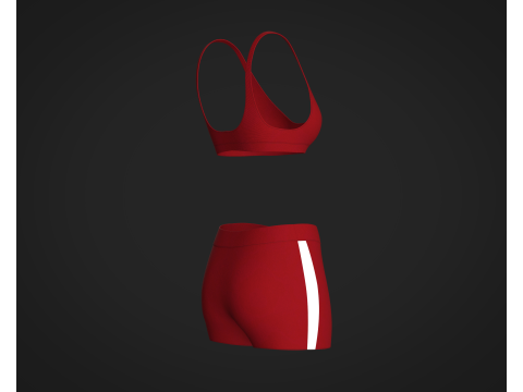 Ladies Bralette With Shorts 3D 모델