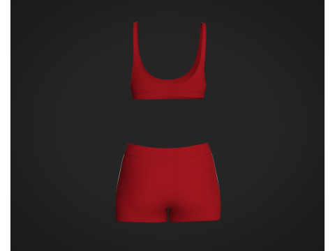 Ladies Bralette With Shorts 3D 모델