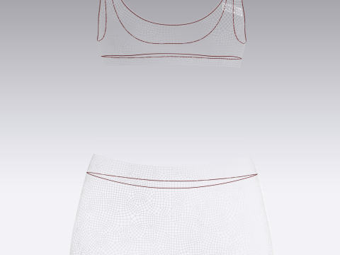 Ladies Bralette With Shorts 3D 모델