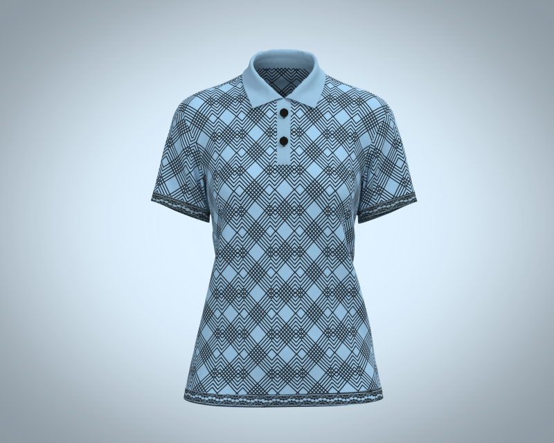 Ladies Blue Striped Polo 3D Model .c4d .max .obj .3ds .fbx .stl .blend 
