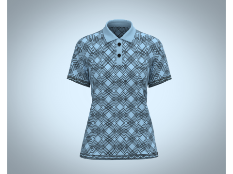 Ladies Blue Striped Polo 3D Model