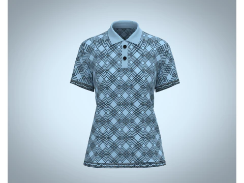 Ladies Blue Striped Polo 3D Model